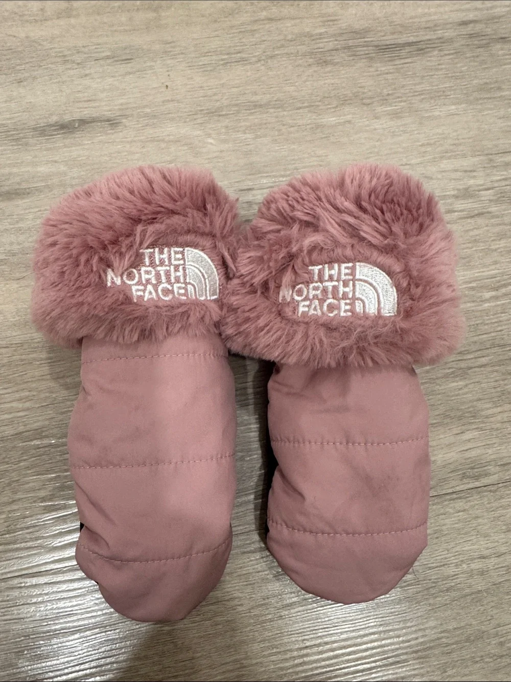 Kids Pink Fuzzy Mittens